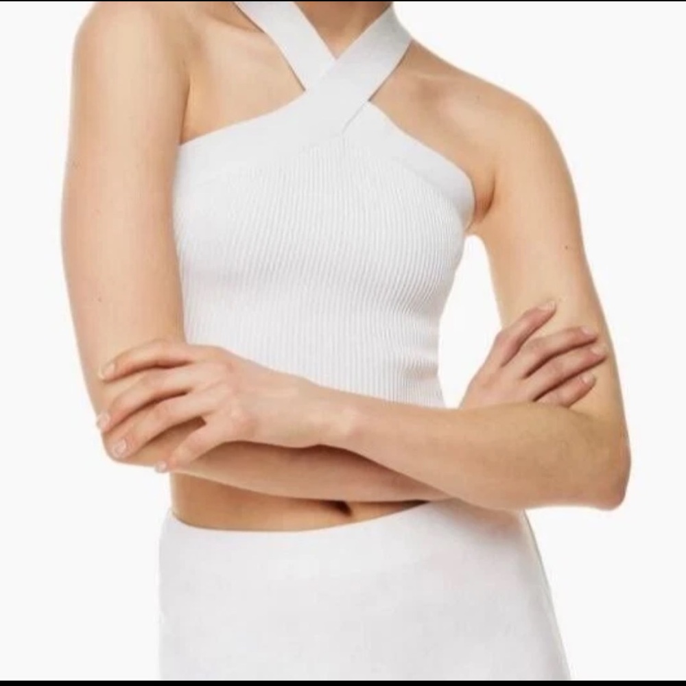Aritzia Babaton Sculpt Knit Criss Cross Cropped Tank